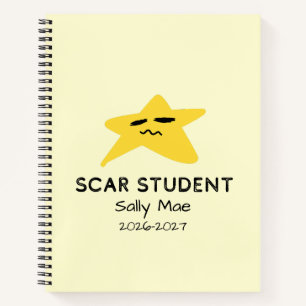 Personalised Star Student Scar Custom Name School  Notebook