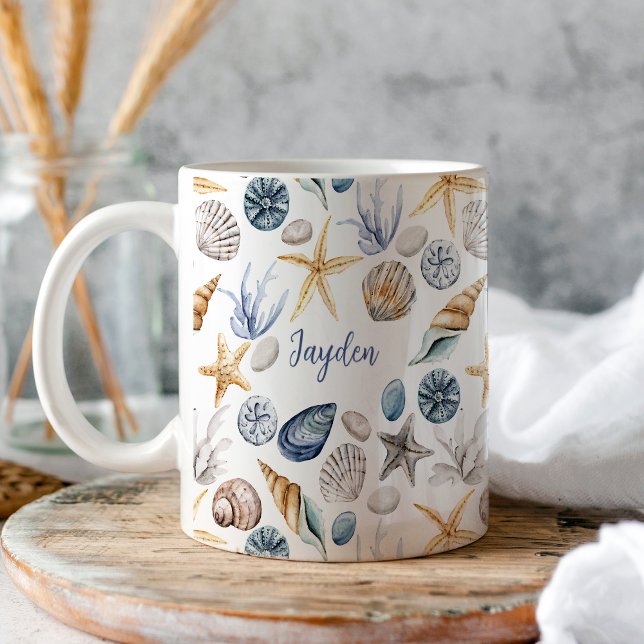 Personalised Starfish And Seashell Coffee Mug (Creator Uploaded)