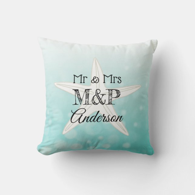 Personalised Starfish Beach House Pillow (Front)