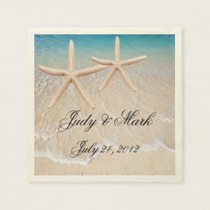 Personalised Starfish Beach Wedding Paper Napkins