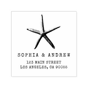 Personalised starfish nautical wedding address self-inking stamp