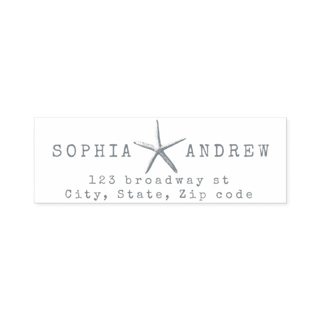 Personalised starfish nautical wedding  address self-inking stamp (Design)