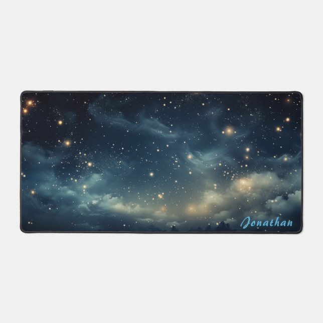 Personalised Starry Night Landscape Desk Mat  (Front)