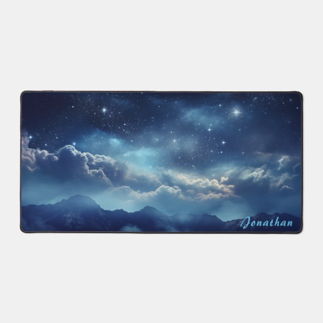 Personalised Starry Night Landscape Desk Mat  (Front)