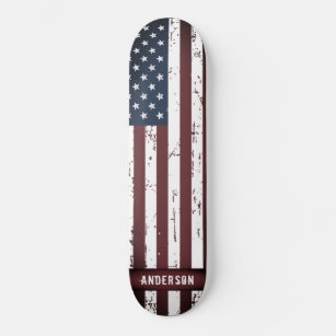 Personalised Stars and Stripes American Flag  Skateboard