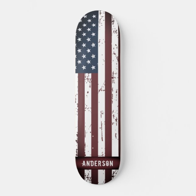 Personalised Stars and Stripes American Flag  Skateboard (Front)