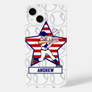 Personalised Stars and Stripes Baseball Batter v1 Case-Mate iPhone 14 Case