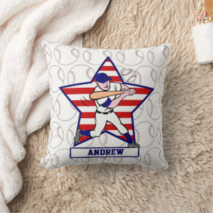 Personalised Stars and Stripes Baseball Batter v1 Cushion