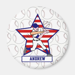 Personalised Stars and Stripes Baseball Batter v1 Magnet