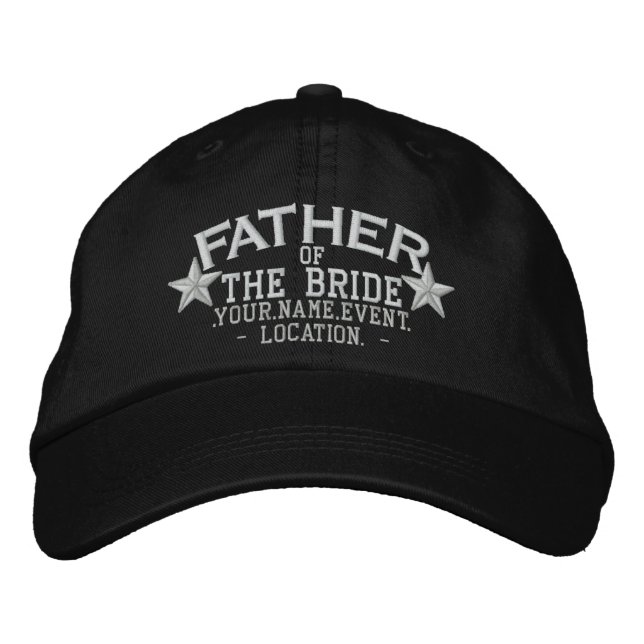 Personalised Stars Father of the Bride Embroidery Embroidered Hat (Front)