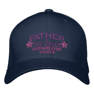 Personalised Stars Father of the Groom in Pink Embroidered Hat