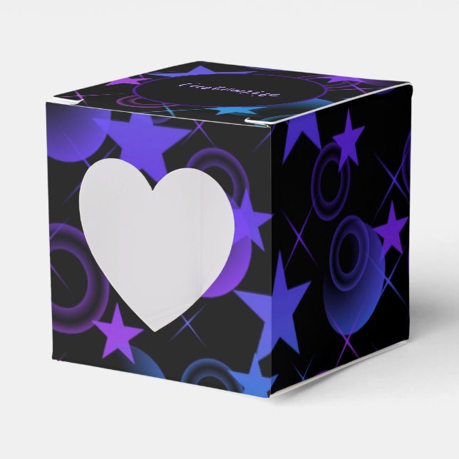 Personalised Stars 'n Stuff Pattern Heart Favour Box (Front Side)