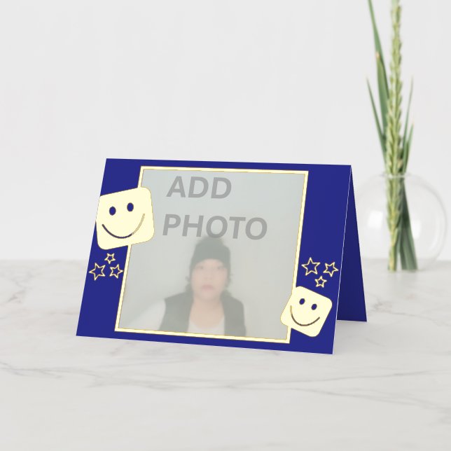 Personalised Stars Photo Smiles Gold Foil Card (Front)