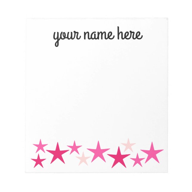 Personalised Stars Stationery for Girls Notepad (Front)