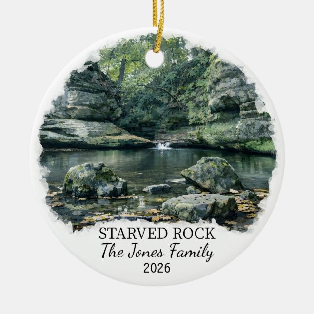 Personalised Starved Rock State Park, Illinois Ceramic Tree Decoration (Front)