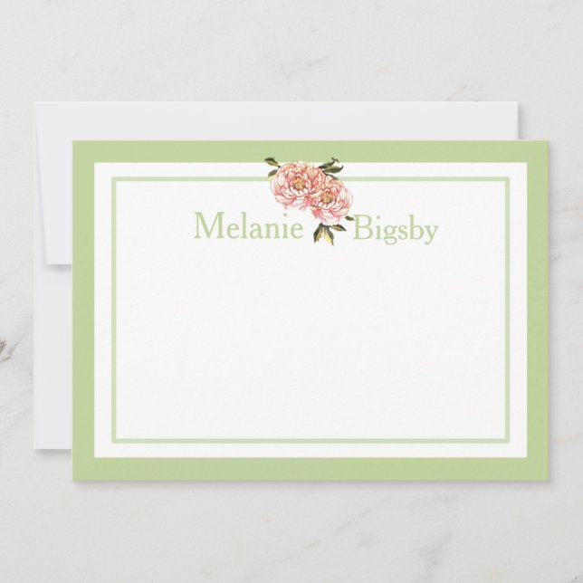 Personalised Stationary Cards Pink Green Floral (Front)