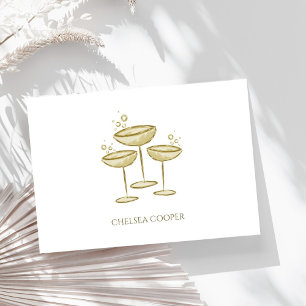 Personalised Stationary Gold Champagne Glasses Card