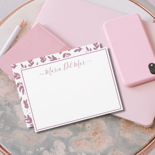 Personalised Stationery Botanical Dusty Rose Card