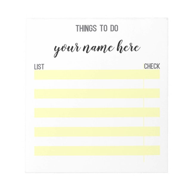 Personalised Stationery Checklist Notepad (Front)