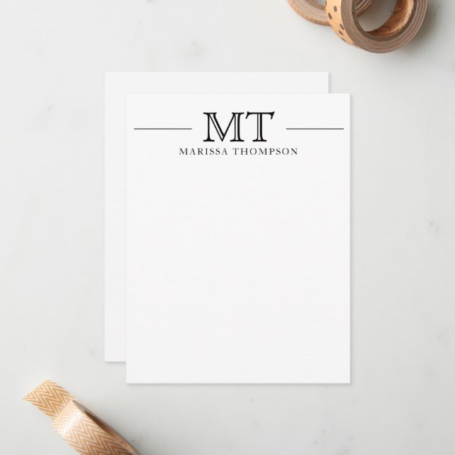 Personalised Stationery Chic Monogrammed Card (Front/Back In Situ)