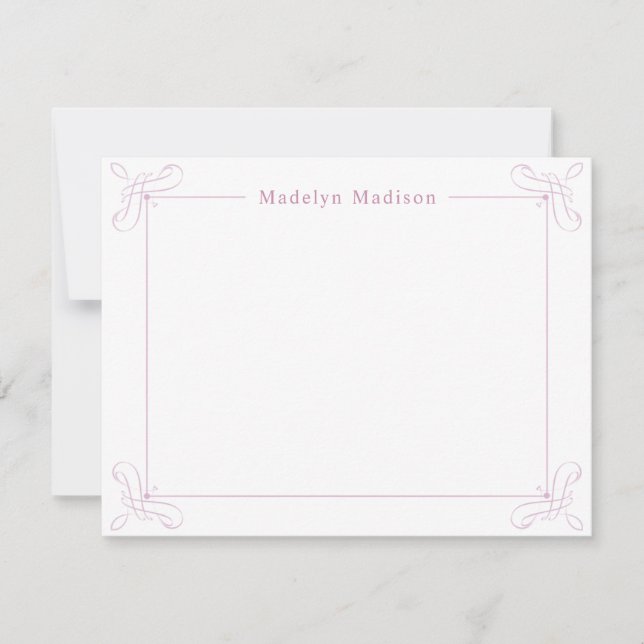Personalised Stationery Chic Pink Ditzy Floral Card (Front)