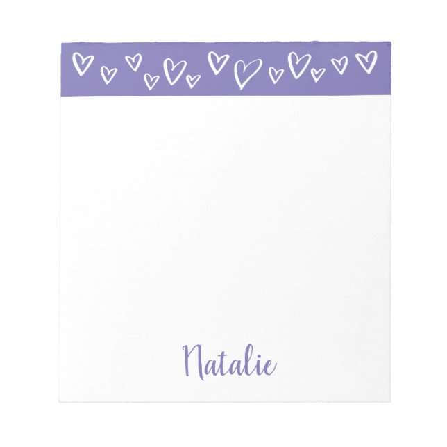 Personalised Stationery for girls custom hearts Notepad (Front)