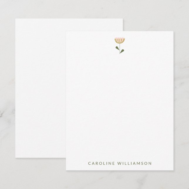 Personalised Stationery Minimalist Floral Stylish Card (Front/Back)