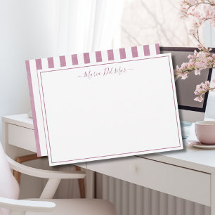 Personalised Stationery Modern Dusty Rose Stripes Card