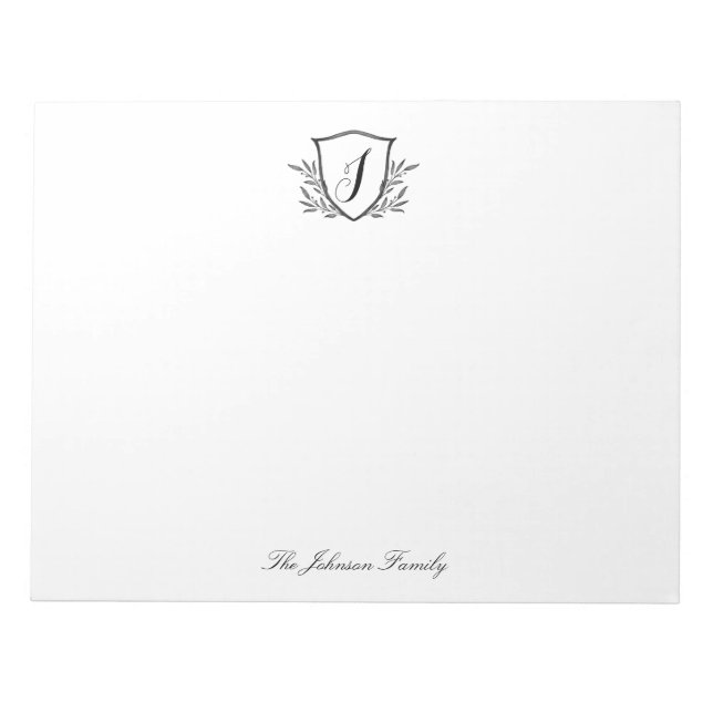 Personalised Stationery Monogram Crest Large Notepad (Front)