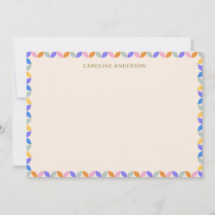 Personalised Stationery Name Bright Pastel Border Thank You Card