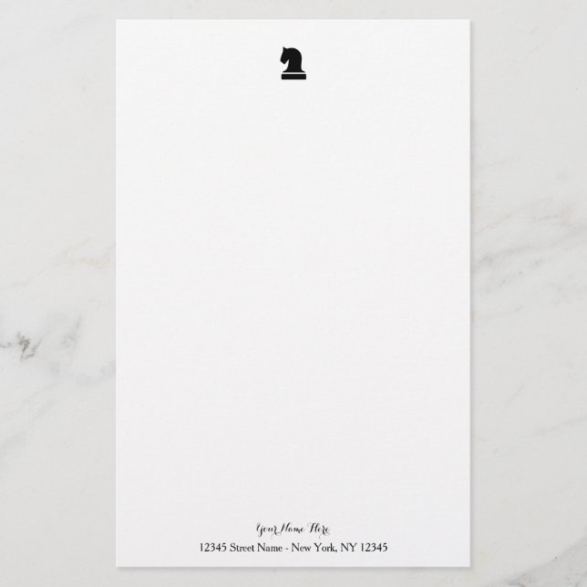 Personalised stationery paper with chess piece (Front)