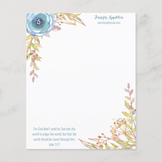 Personalised Stationery | Scripture | Watercolor  Flyer (Front)