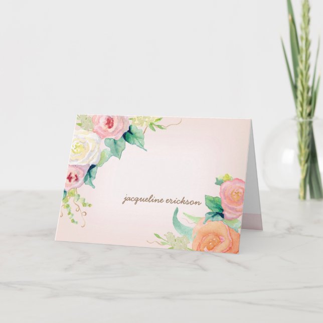Personalised Stationery Simple Modern Watercolor Note Card (Front)