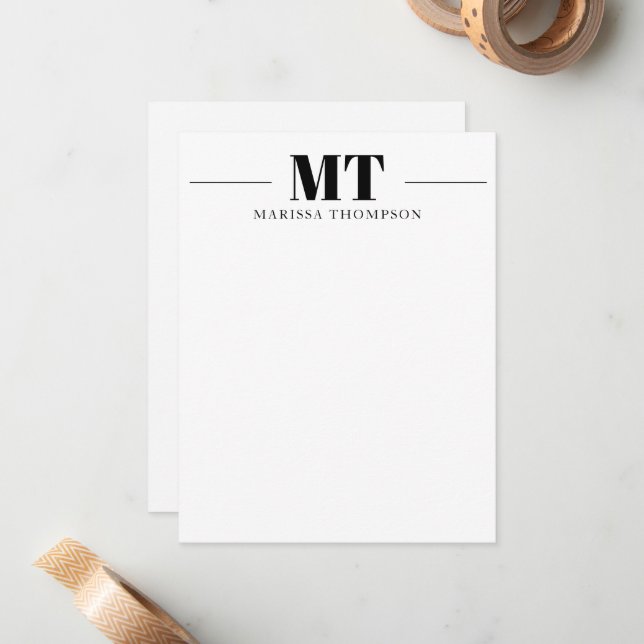 Personalised Stationery Thick Serif Monogrammed Card (Front/Back In Situ)
