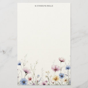 Personalised Stationery Watercolor Flowers
