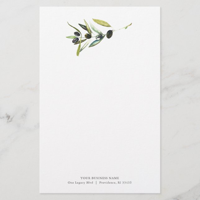 Personalised Stationery Watercolor Olive Branch (Front)