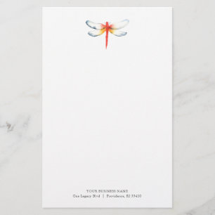 Personalised Stationery Watercolor Red Dragonfly