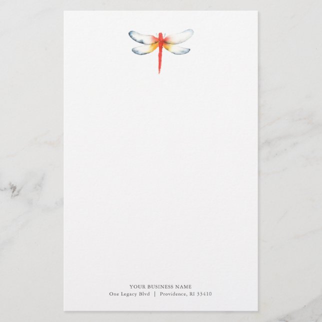 Personalised Stationery Watercolor Red Dragonfly (Front)