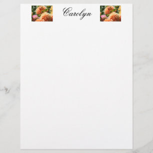 Personalised Stationery Your Name Dahlia Flowers