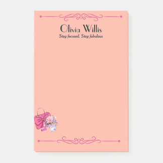 Personalised "Stay Focused. Stay Fabulous" Peach Post-it Notes