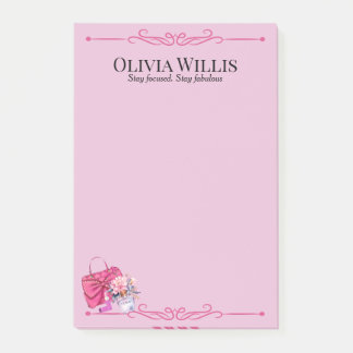 Personalised "Stay Focused. Stay Fabulous" Pink  Post-it Notes