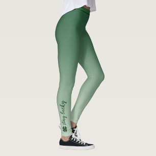 Personalised Stay Lucky Shamrock Irish Green Leggings