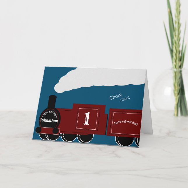 Personalised steam train birthday card (Front)