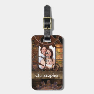 Personalised steampunk machinery luggage tag