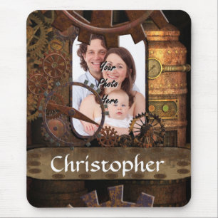 Personalised steampunk machinery mouse mat