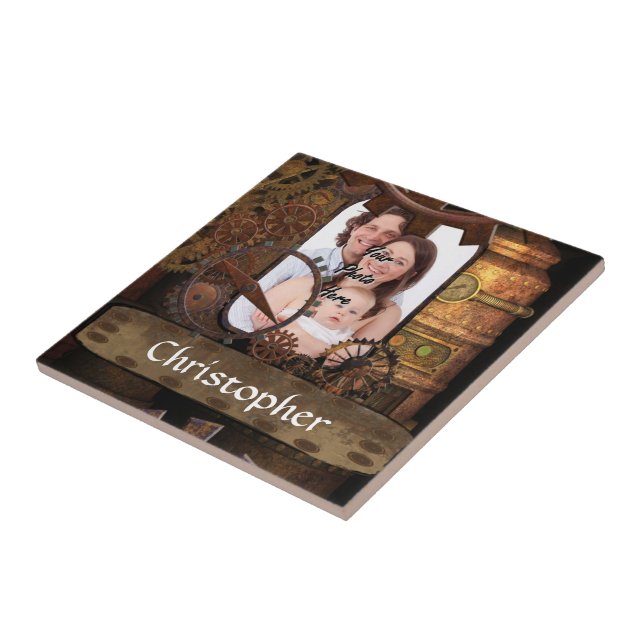 Personalised steampunk machinery tile (Side)