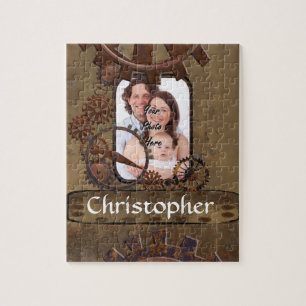 Personalised steampunk photo template jigsaw puzzle