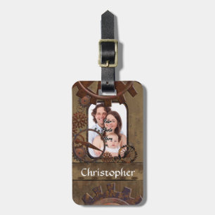 Personalised steampunk photo template luggage tag