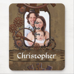 Personalised steampunk photo template mouse mat