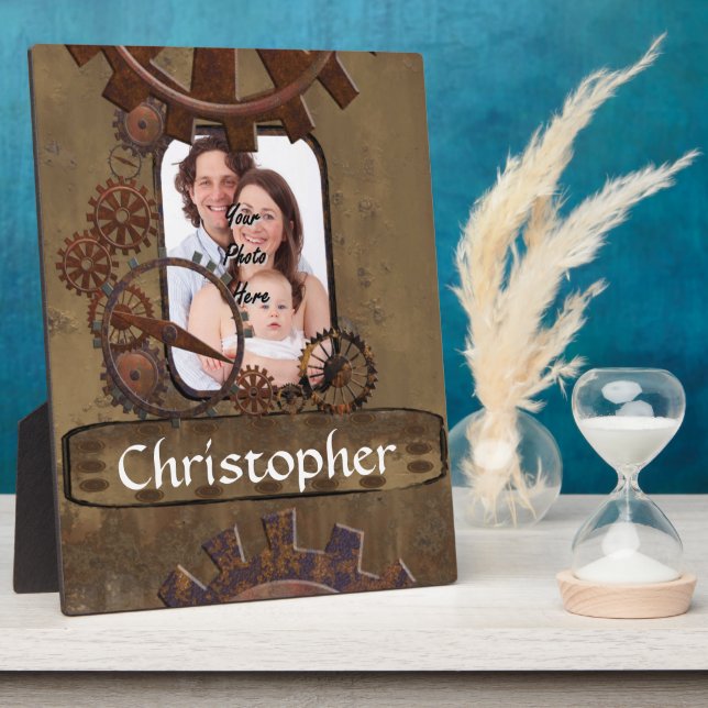 Personalised steampunk photo template plaque (Side)